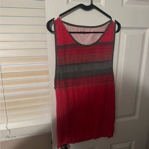 Red and Gray Striped Sleeveless Top